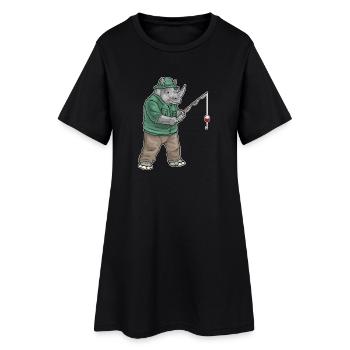 Nashorn Angler Angelrute Angeln - Frauen T-Shirt-Kleid - Schwarz - Vorne