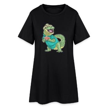 Jeu de cartes de poker Crocodile - Robe T-shirt Femme - noir - Devant