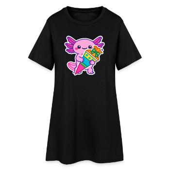 Enfin, un joli axolotl écolier pour l’inscription scolaire - Robe T-shirt Femme - noir - Devant