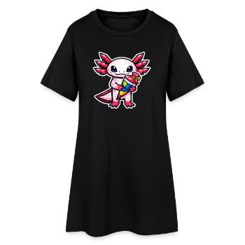 Axolotl mit Schultüte zur Einschulung - Frauen T-Shirt-Kleid - Schwarz - Vorne