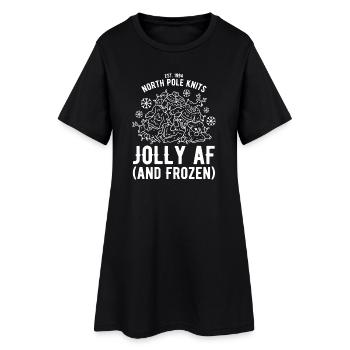 North Pole Knits – Jolly AF - Frauen T-Shirt-Kleid - Schwarz - Vorne