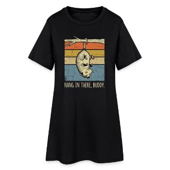 Opossum drôle, tiens bon, mon pote coucher de soleil rétro - Robe T-shirt Femme - noir - Devant