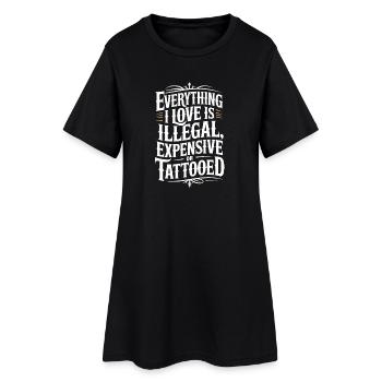 Tout ce que j’aime, c’est tatoué de Tätowiert tatoué - Robe T-shirt Femme - noir - Devant