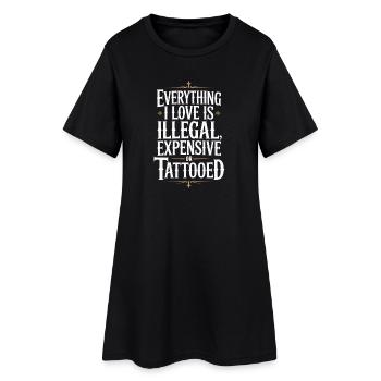 Tout ce que j’aime, c’est tatoué de Tätowiert tatoué - Robe T-shirt Femme - noir - Devant