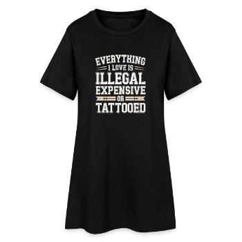 Tout ce que j’aime, c’est tatoué de Tätowiert tatoué - Robe T-shirt Femme - noir - Devant