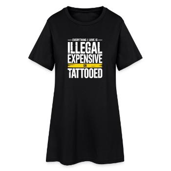 Tout ce que j’aime, c’est tatoué de Tätowiert tatoué - Robe T-shirt Femme - noir - Devant