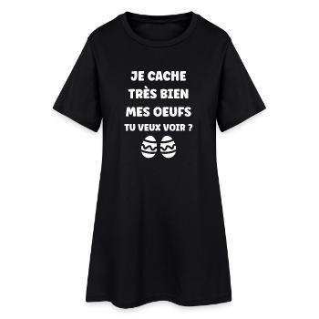 HUMOUR-OSTERN - Frauen T-Shirt-Kleid - Schwarz - Vorne