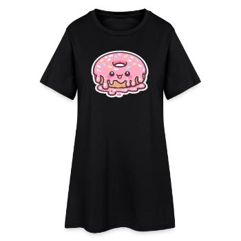 Kawaii Donut with Frosting - Women’s T-Shirt Dress - black - Front