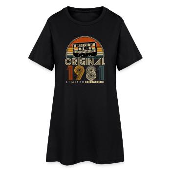 Original 1981 Retro Vintage Geburtstag Geschenk - Frauen T-Shirt-Kleid - Schwarz - Vorne
