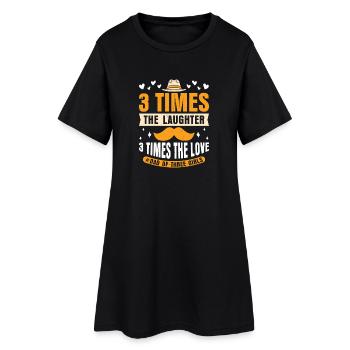 Père, père de trois filles et filles - Robe T-shirt Femme - noir - Devant
