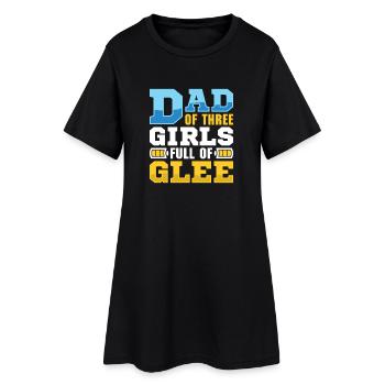 Père, père de trois filles et filles - Robe T-shirt Femme - noir - Devant