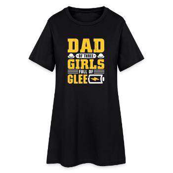 Père, père de trois filles et filles - Robe T-shirt Femme - noir - Devant