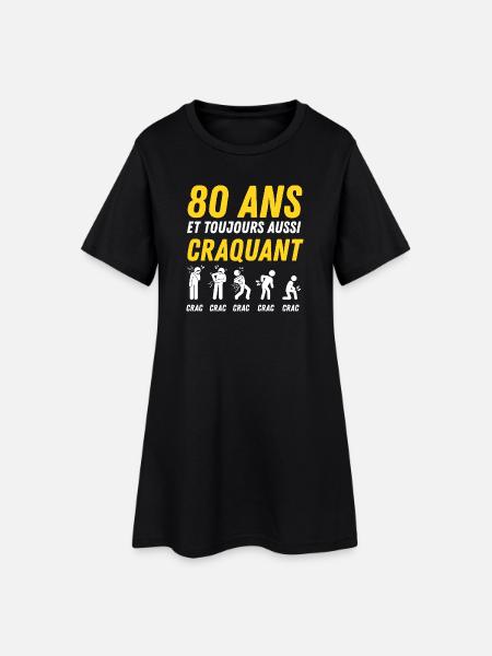 80 ans humour anniversaire vintage - Robe T-shirt Femme - noir