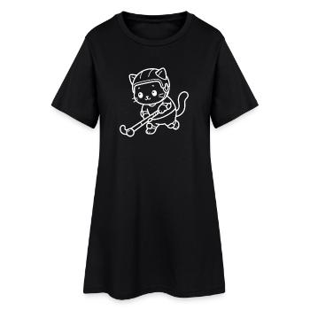 Hockey sur gazon Kawaii Cat - Robe T-shirt Femme - noir - Devant
