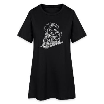 Amoureux des trains Kawaii Cat - Robe T-shirt Femme - noir - Devant