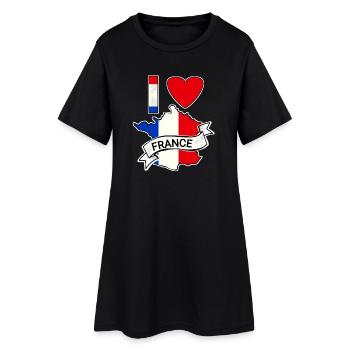 France - Drapeau - Carte - Robe T-shirt Femme - noir - Devant