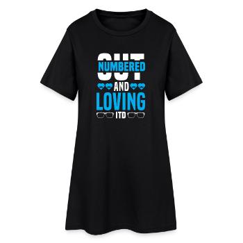 Père, père de trois filles et filles - Robe T-shirt Femme - noir - Devant