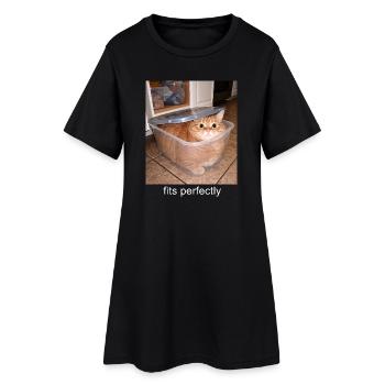 Passt perfekt zum Katzen-Meme Lustiger Humor - Frauen T-Shirt-Kleid - Schwarz - Vorne