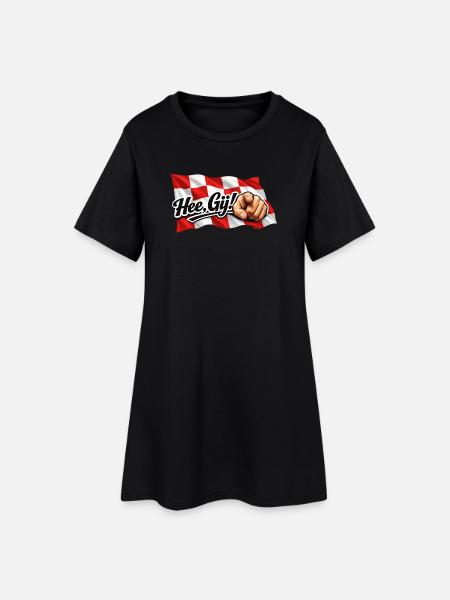 Salut Toi, drapeau du Brabant avec texte et main - Robe T-shirt Femme - noir