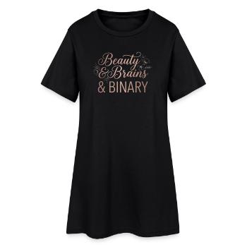 Beauty & Brains & Binary – Floral Tech Design - Women’s T-Shirt Dress - black - Front