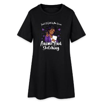 Juste une fille qui adore l’anime et dessine de l’afro - Robe T-shirt Femme - noir - Devant