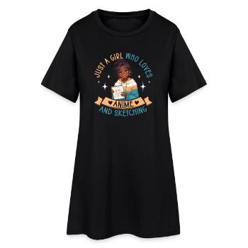 Juste une fille qui adore l’anime et dessine de l’afro - Robe T-shirt Femme - noir - Devant