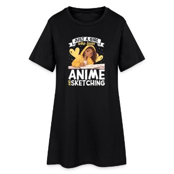 Juste une fille qui adore l’anime et dessine de l’afro - Robe T-shirt Femme - noir - Devant