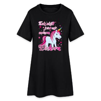 Ich chill jetzt mit meinem Einhorn, Lustig - Frauen T-Shirt-Kleid - Schwarz - Vorne