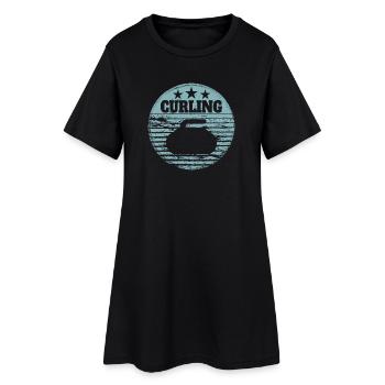 Sports d’hiver de Curling Stone Style Rétro Vintage - Robe T-shirt Femme - noir - Devant
