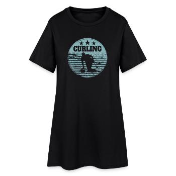 Joueur de curling sport Sports d’hiver Précision sur glace - Robe T-shirt Femme - noir - Devant