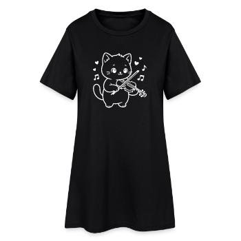 Kawaii cat plays violin - Women’s T-Shirt Dress - black - Front