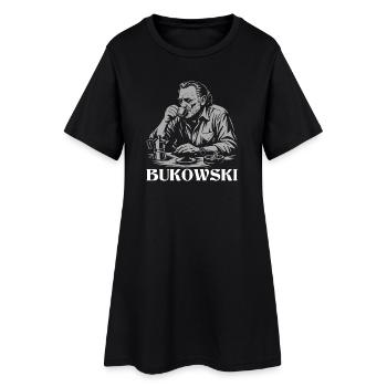 Charles Bukowski buvant un café au café - Robe T-shirt Femme - noir - Devant