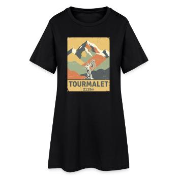 Alpinisme cycliste du Col du Tourmalet Pyrénées Art - Robe T-shirt Femme - noir - Devant