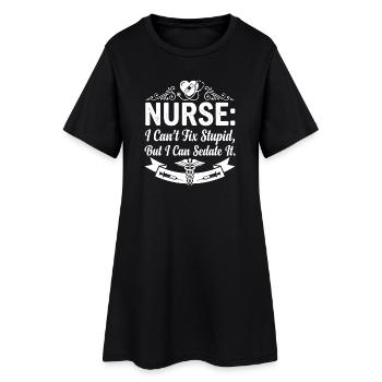 Krankenschwester Spruch Sedieren - Frauen T-Shirt-Kleid - Schwarz - Vorne