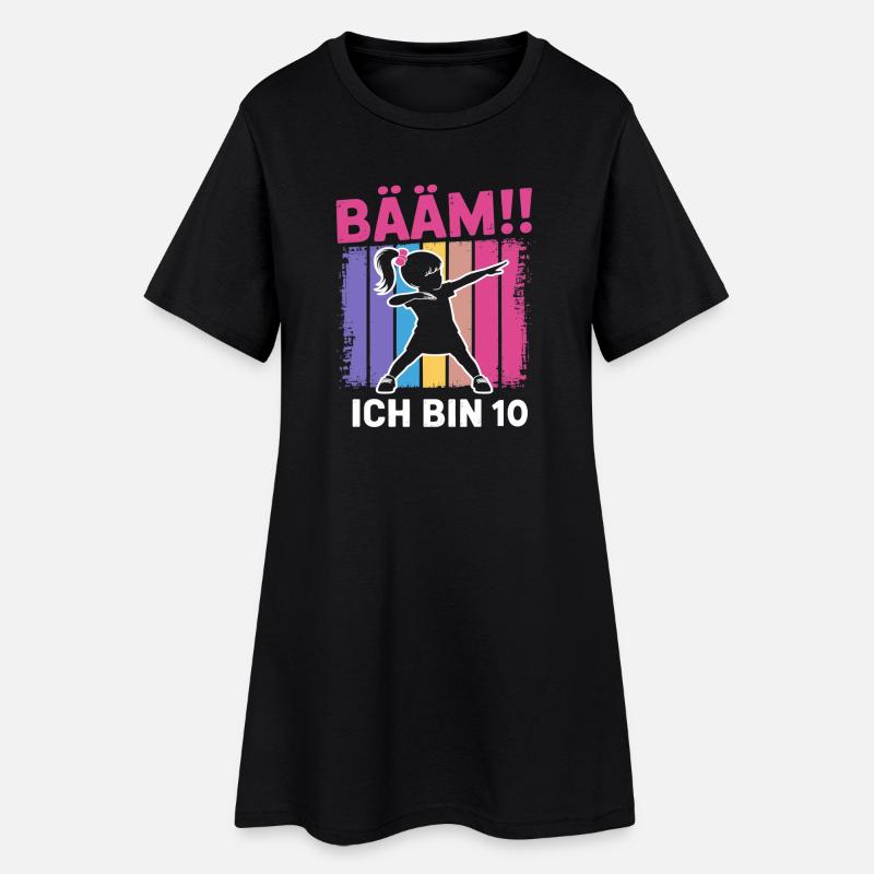 Bääm Ich bin 10 Dabbing Mädchen 10. Geburtstag - Frauen T-Shirt-Kleid - Schwarz