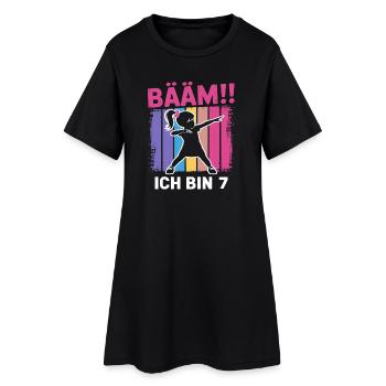 Bääm Je suis 7 filles qui font le dab, 7e anniversaire - Robe T-shirt Femme - noir - Devant