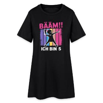 Bääm J’ai 5 ans de fille qui fait le dab, 5e anniversaire - Robe T-shirt Femme - noir - Devant