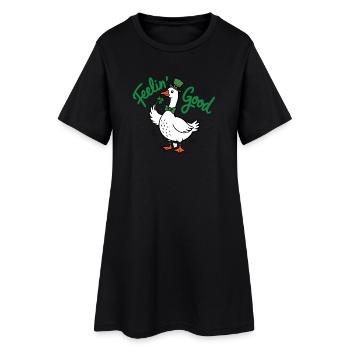 Fühlender guter Ente-Leprechaun - Frauen T-Shirt-Kleid - Schwarz - Vorne