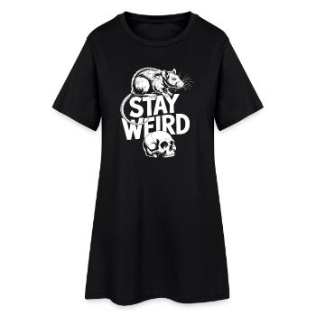 Bleib eigenwillig Ratte und Schädel - Frauen T-Shirt-Kleid - Schwarz - Vorne