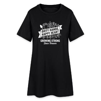 Dirty Hands Happy Heart - Frauen T-Shirt-Kleid - Schwarz - Vorne