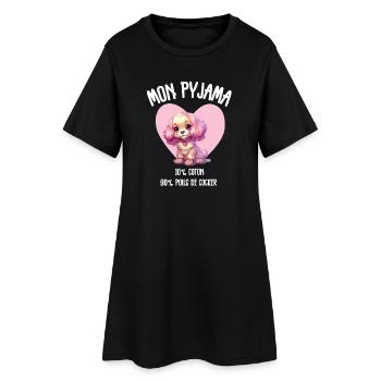 Pyjama Chien Cocker Drôle - Robe T-shirt Femme - noir - Devant