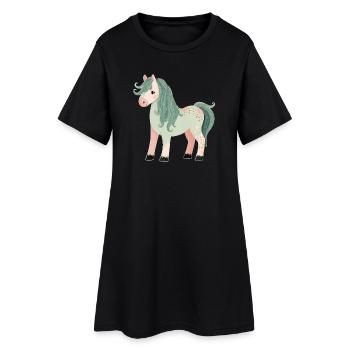 Süßes Pony - Frauen T-Shirt-Kleid - Schwarz - Vorne