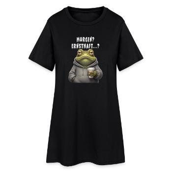 Matin, grenouille paresseuse avec café. Demain. Sérieusement ? - Robe T-shirt Femme - noir - Devant