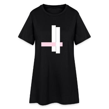 Tours blanches avec ruban rose - Robe T-shirt Femme - noir - Devant