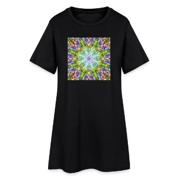 Mandala de Fleurs Kaléidoscope - Robe T-shirt Femme - noir - Devant