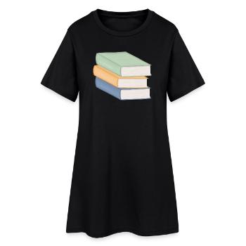 Pile de livres aux couleurs pastel - Robe T-shirt Femme - noir - Devant