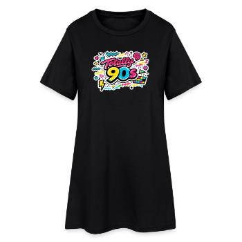 90er Vintage 90s Mottoparty - Frauen T-Shirt-Kleid - Schwarz - Vorne