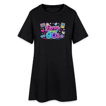 Born in den 90ern Neon-Retro - Frauen T-Shirt-Kleid - Schwarz - Vorne