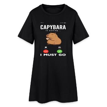 Appel téléphonique Appeler les Capybaras mignons - Robe T-shirt Femme - noir - Devant
