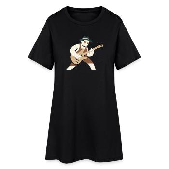 Guitar hero in vintage look outfit - Women’s T-Shirt Dress - black - Front